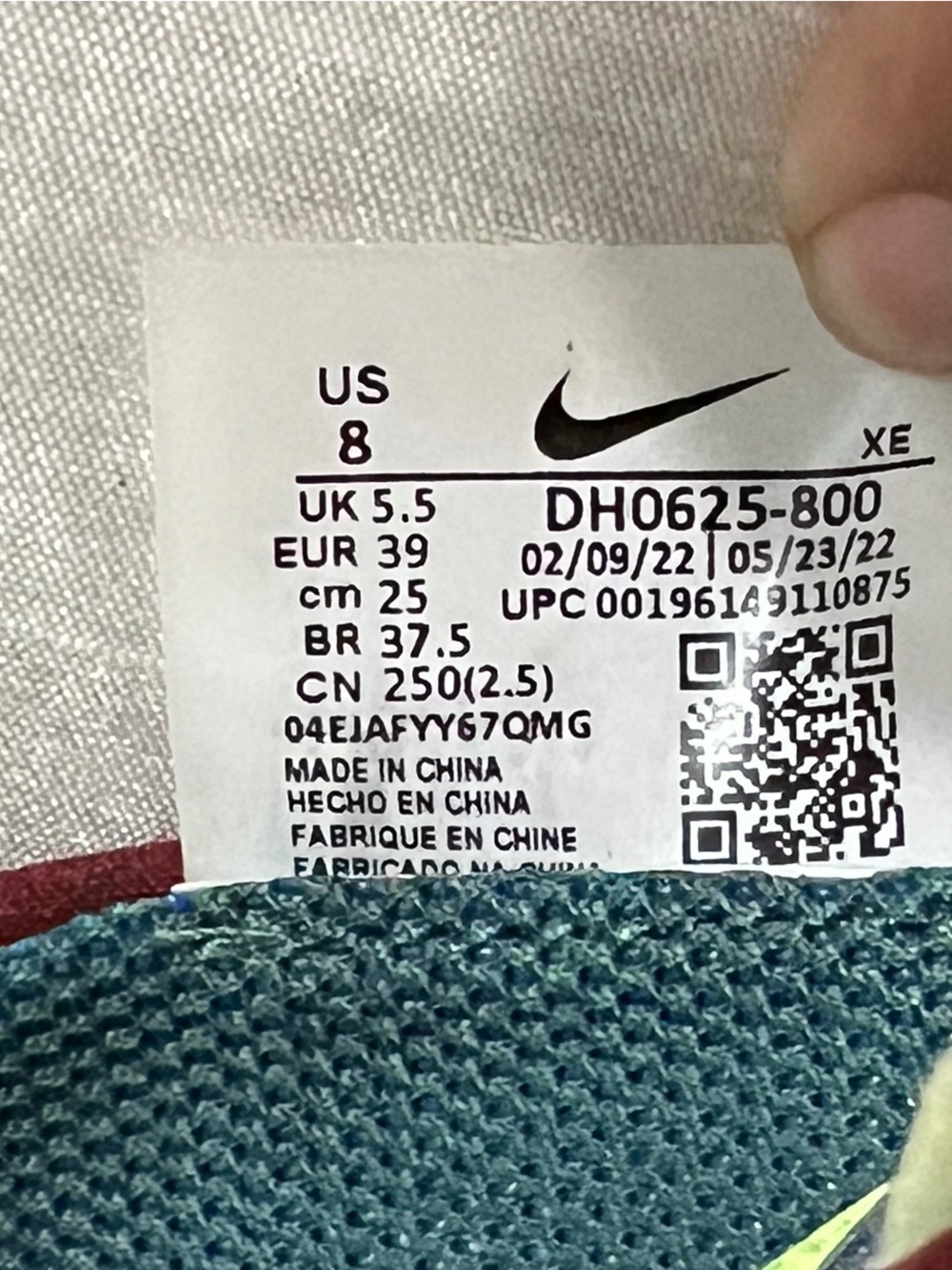 Nike ZoomX Womens Running Shoes Size 8 Blue Green Burgundy Athletic Sneakers - Picture 9 of 9